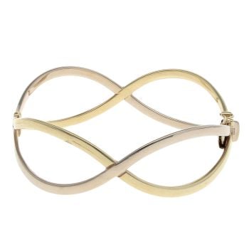 9ct Yellow And White Gold Hinged Crossover Bangle
