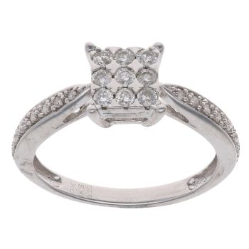 9ct White Gold 0.20ct Diamond Cluster Ring