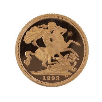 1993 Elizabeth II Third Portrait UK Half Sovereign Boxed with Proof