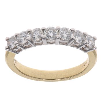 18ct Yellow Gold 1.00ct Brilliant Cut Diamond Seven Stone Eternity Ring