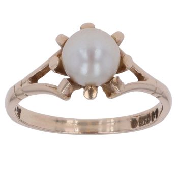 9ct Yellow Gold Pearl Solitaire Ring
