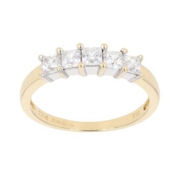 18ct Yellow Gold Cubic Zirconia Five Stone Ring