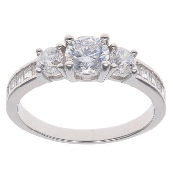 Silver Cubic Zirconia Three Stone Ring By Icesia