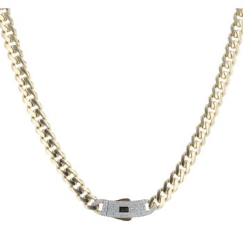 14ct Yellow Gold Monaco Classic Plain Pave Lock Curb Chain 20"