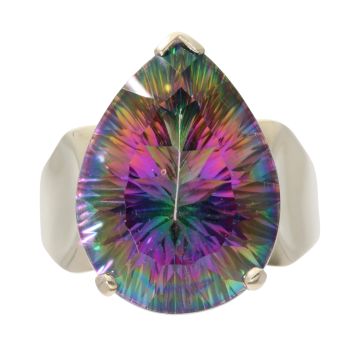 9ct Yellow Gold Rainbow Quartz Pear Ring