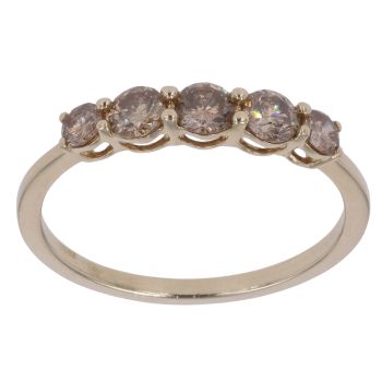 9ct Yellow Gold 0.50ct Round Brilliant Cut Tinted Diamond Five Stone Ring