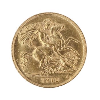 1912 George V Large Head UK Half Sovereign Coin