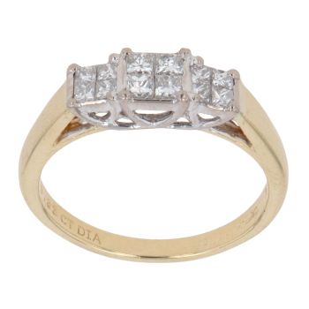 18ct Yellow Gold 0.33ct Princess Cut Diamond Cluster Ring