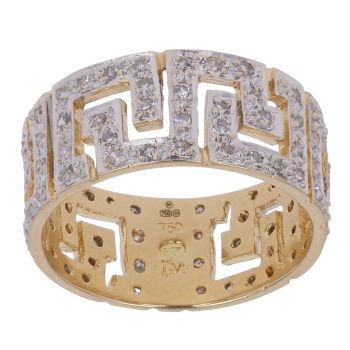 18ct Yellow Gold Cubic Zirconia Greek Key Fancy Ring