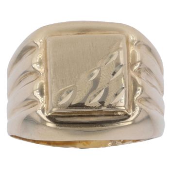 14ct Yellow Gold Children's Patterned And Plain Signet Ring