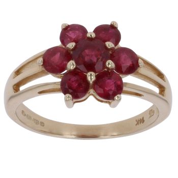 14ct Yellow Gold Ruby Cluster Ring