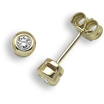 9 Carat Yellow Gold 15pts Rubover Earrings