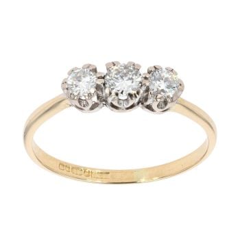 18ct Yellow Gold 0.60ct Diamond Trilogy Ring