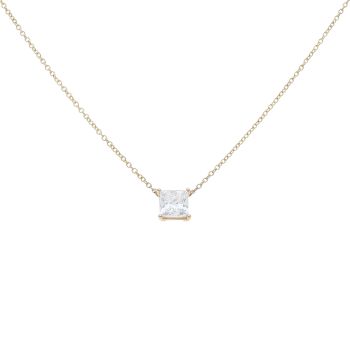 9ct Yellow Gold 1.00ct Princess Cut Lab Grown Diamond Solitaire Pendant and Chain 18"
