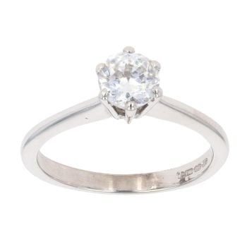 9ct White Gold Cubic Zirconia Single Stone Ring