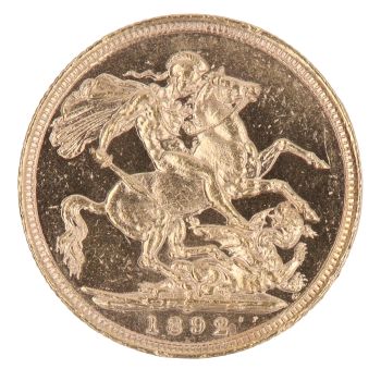 1892 Victoria Jubilee Head Australia Full Sovereign Coin
