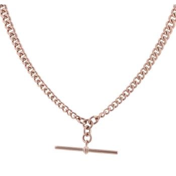 9ct Rose Gold Albert T-Bar Chain 18"