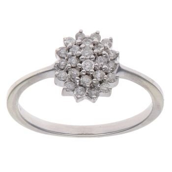 9ct White Gold 0.22ct Brilliant Cut Diamond Cluster Ring