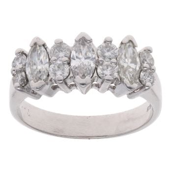 14ct White Gold 1.20ct Brilliant And Marquise Cut Diamond Fancy Ring