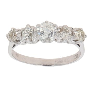 18ct White Gold 1.65ct Brilliant Cut Diamond Five stone Ring