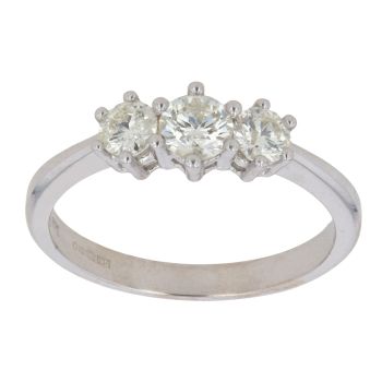 18ct White Gold 0.75ct Brilliant Cut Diamond Trilogy Ring