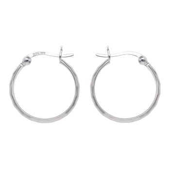 Silver Diamond Cut Hoop Earrings By Icesia