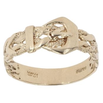9ct Yellow Gold Patterned Buckle Ring