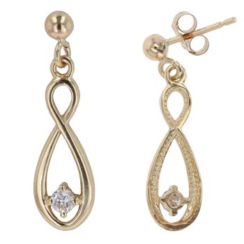9ct Yellow Gold 0.15ct Diamond Infinity Drop Earrings
