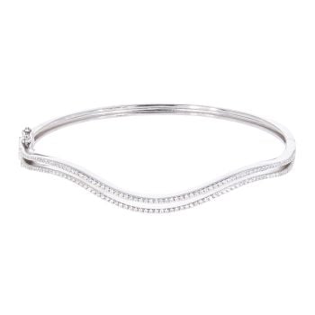 Silver Cubic Zirconia Duo Wave Bangle by Icesia