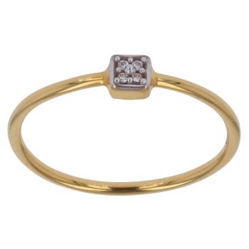 22ct Yellow Gold Cubic Zirconia Square Cluster Ring
