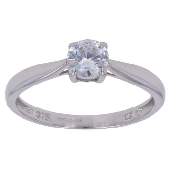 9ct White Gold Cubic Zirconia Single Stone Ring