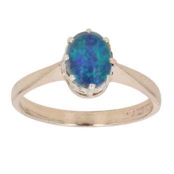 9ct Yellow Gold Opal Doublet Single Stone Ring