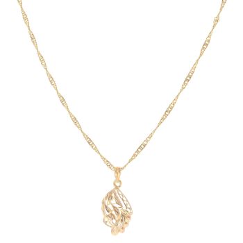 18ct Yellow Gold Fancy Leaf Pendant and Chain 16"