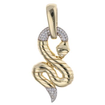 14ct Yellow Gold Monaco Cubic Zirconia Snake Pendant