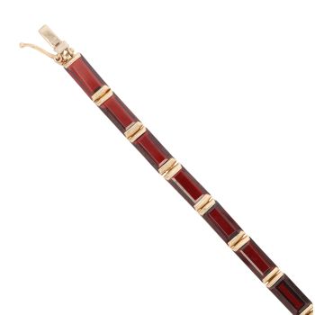 14ct Yellow Gold Garnet Bracelet 7.5"