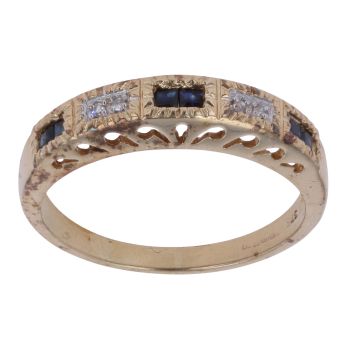 9ct Yellow Gold 0.04ct Diamond and Sapphire Fancy Ring