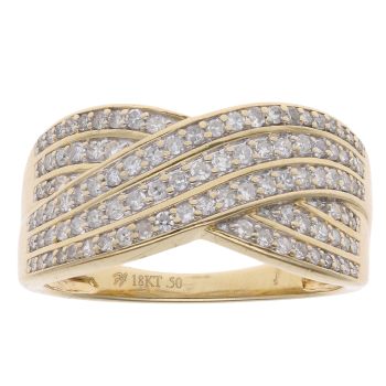 18ct Yellow Gold 0.50ct Brilliant Cut Diamond Crossover Ring