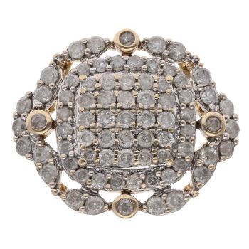 9ct Yellow Gold 1.00ct Brilliant Cut Diamond Cluster Ring