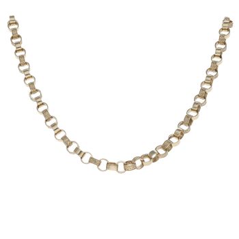 9ct Yellow Gold Patterned and Plain Belcher Chain 24"