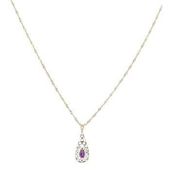 9ct Yellow Gold Amethyst Pendant and Chain 18"