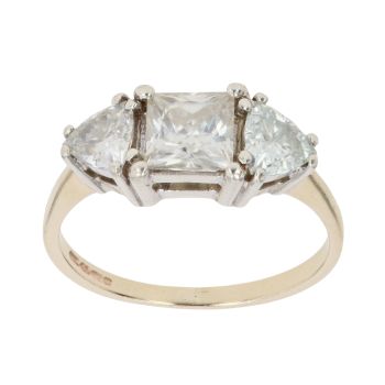 9ct Yellow Gold Moissanite Three Stone Ring