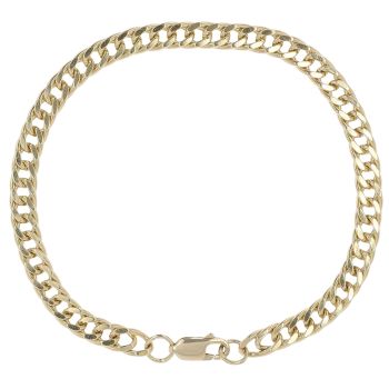9ct Yellow Gold Double Curb Bracelet 8"