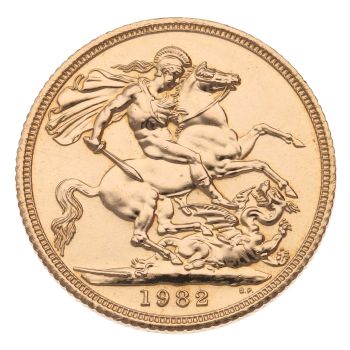 1982 Elizabeth II Decimal Portrait UK Full Sovereign Coin