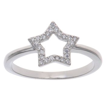Silver Cubic Zirconia Star Ring By Icesia