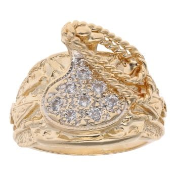 9ct Yellow Gold Cubic Zirconia Saddle Ring