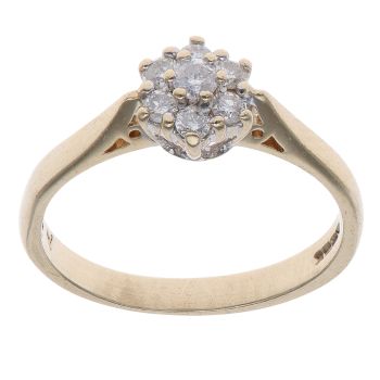9ct Yellow Gold 0.25ct Brilliant Cut Diamond Cluster Ring