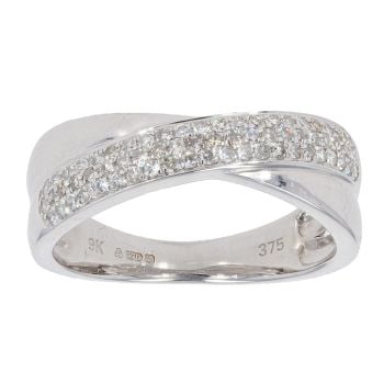 9ct White Gold 0.29cts Diamond Crossover Ring by Anya Belle