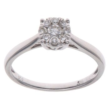 9ct White Gold 0.25ct Brilliant Cut Diamond Cluster Ring
