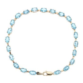 9ct Yellow Gold Blue Topaz Bracelet 8"