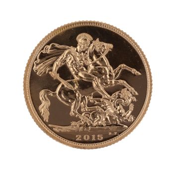 2015 Elizabeth II Fourth Portrait UK Full Sovereign Coin with Proof